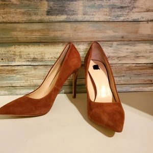 Brown suede heels, Size 7